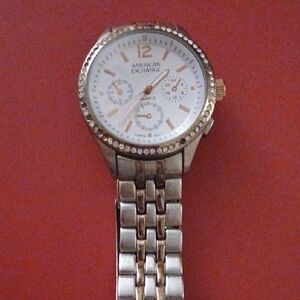 American Exchange Two-Tone Watch Rose Gold with Crystal Accents